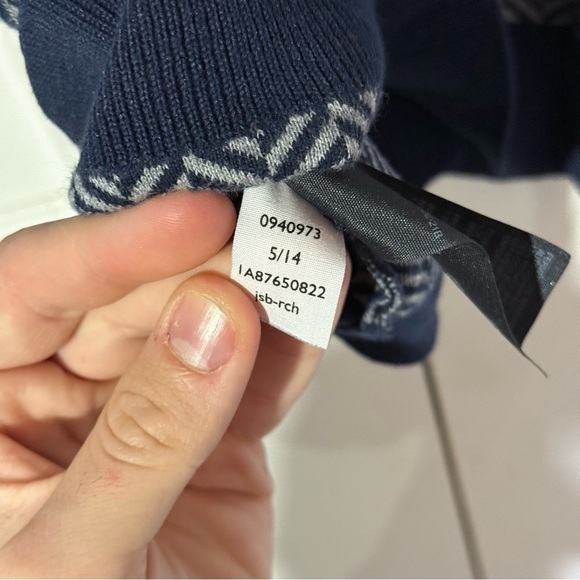 Tommy Hilfiger Cardigan Herringbone Navy Blue and White Size XL Academia Preppy - Picture 8 of 8